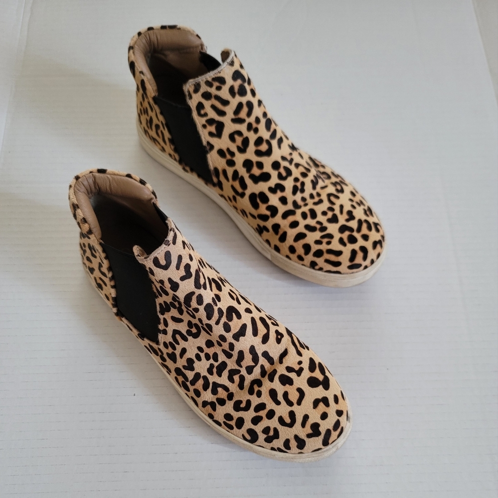 Coconuts By Matisse Harlan Leopard Animal Print High Top Real Fur Sneakers 8.5 - Picture 2 of 13